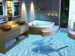 Liquid 3-d floor in the bathroom