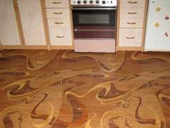 Linoleum laid on the kitchen floor