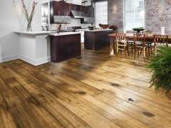 Kitchen floor made of natural wood