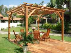 Gazebo pergola of wooden beams