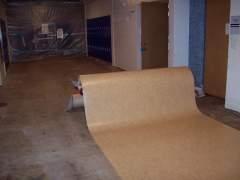The roll of linoleum flooring