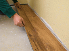 Laying vinyl planks from the wall