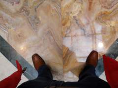 Compare marble floor before and after polishing