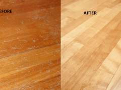 Bamboo flooring before and after exfoliation