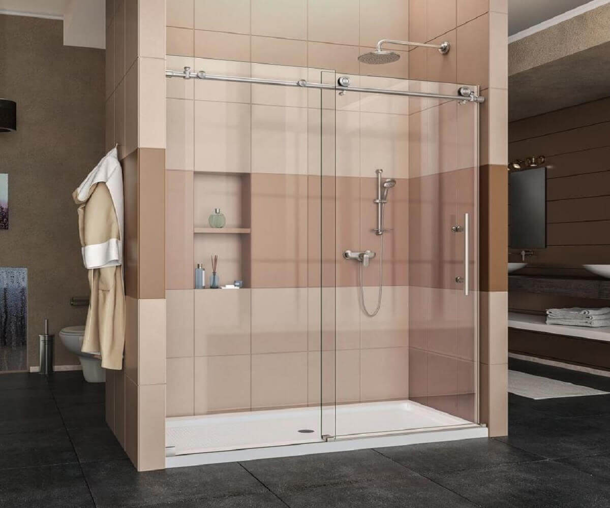Economical Design Tempered Glass Large Stainless Steel Wheel Sliding Shower Door Folding Glass Shower Doors